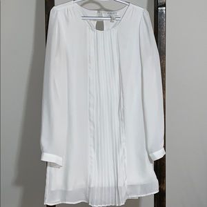 White long sleeve flowy midi dress